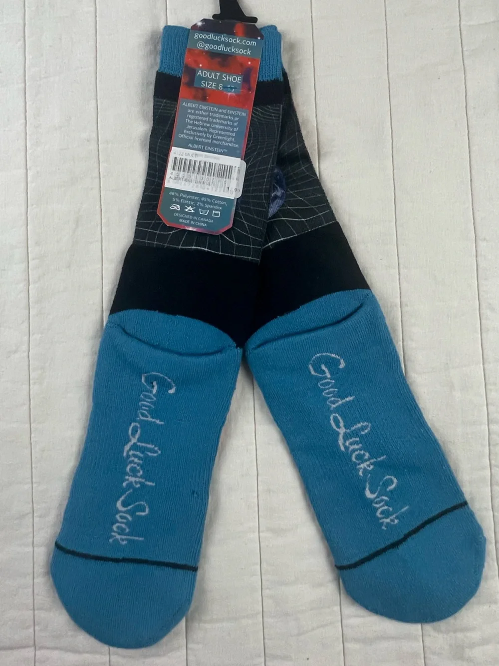 Blue Novelty Portrait Crew Socks